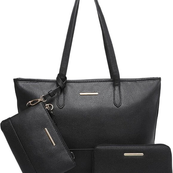 Women Vegan Leather Purse Set 3 Pcs Tote Handbag Wallet Gift Idea - Picture 1 of 7